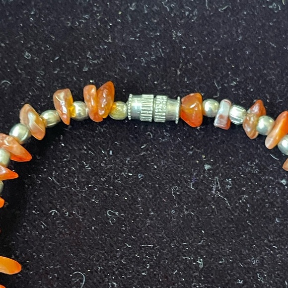 VTG Stunning Natural  Carnelian Agate & Amber Beaded Necklace Boho Beads 15.5” - Picture 3 of 5